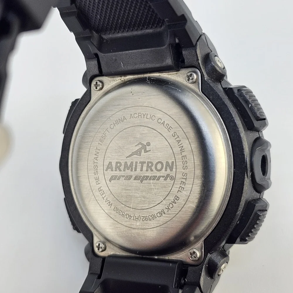 Armitron Pro Sport Digital Watch Men 48MM Day Light Black Plastic Bands Working‎